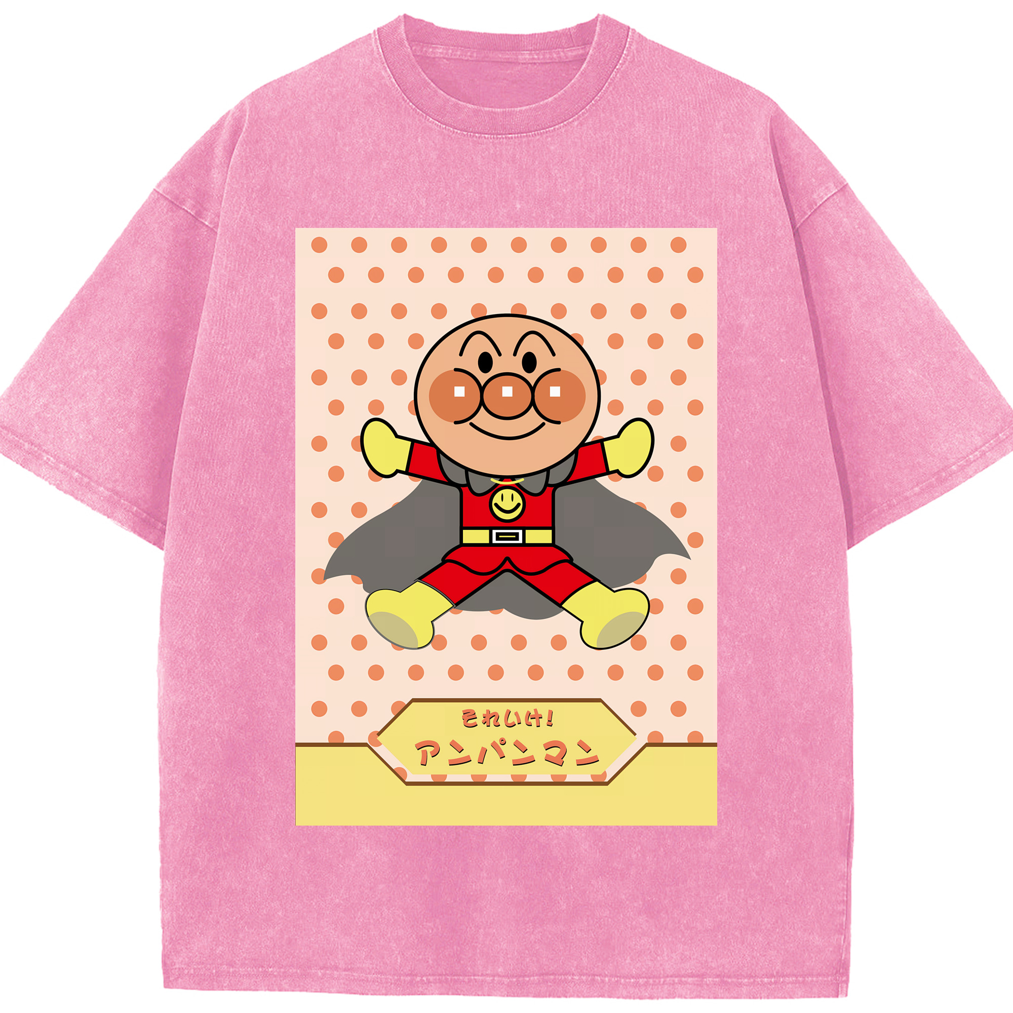 （画像用） アンパンマン Anpanman 綿100% ヴィンテージ風 半袖Tシャツ（フロントプリント）